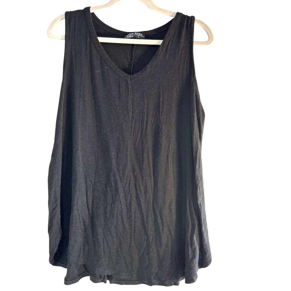 Shop Basic Womens Tank Top Black Hi/Lo Size L